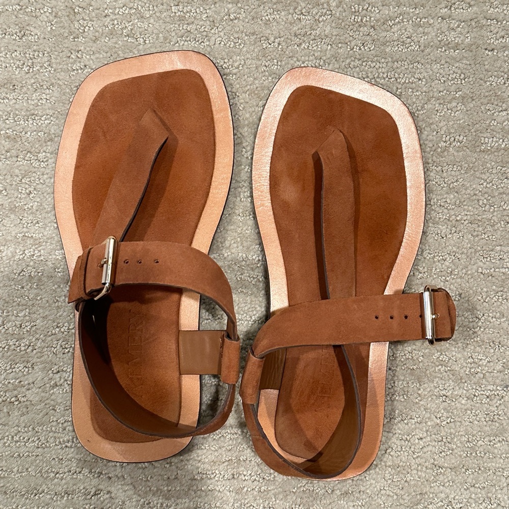 Worn once! A.Emery suede flat sandals - in great condition